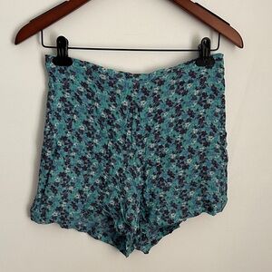 Reformation Blue Floral High Waist Shorts